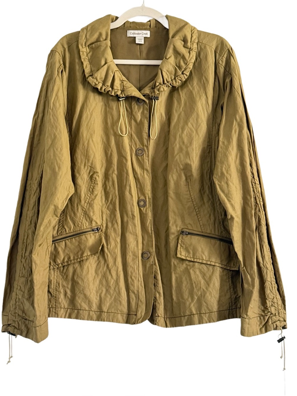 Coldwater Creek Olive Casual Ruffled Collar Jacket 20/22